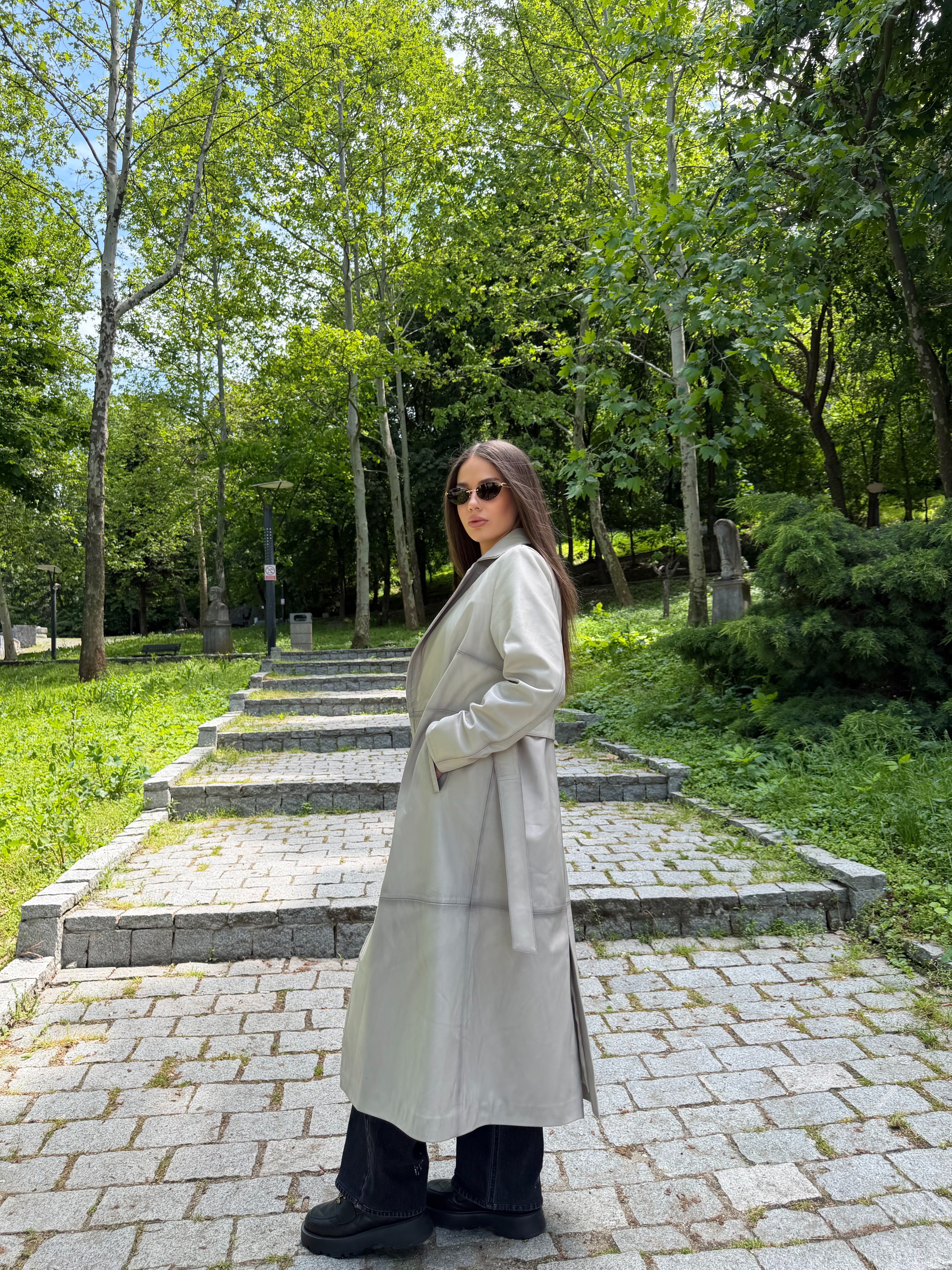Trench de Piele Naturala