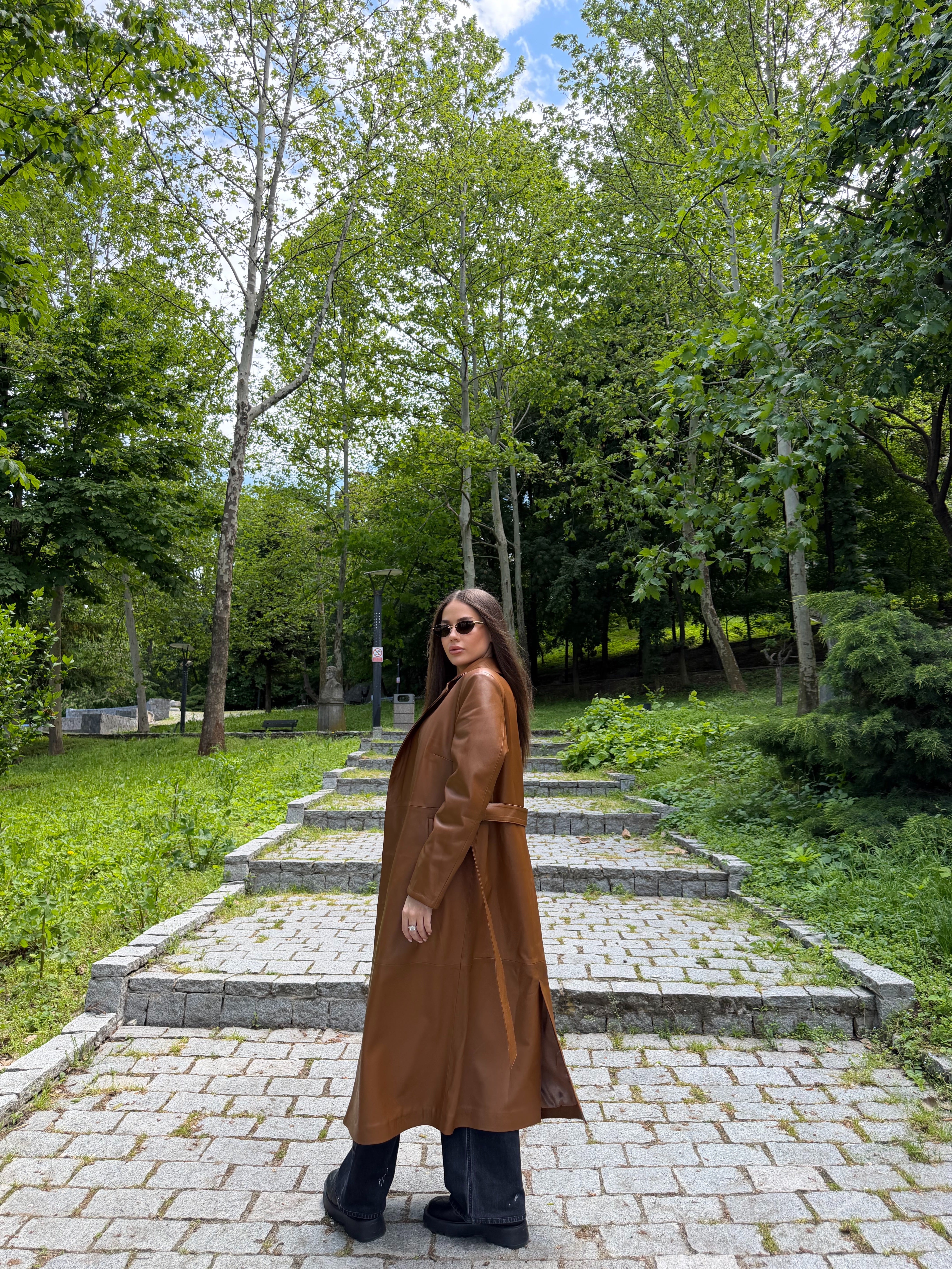 Trench de Piele Naturala