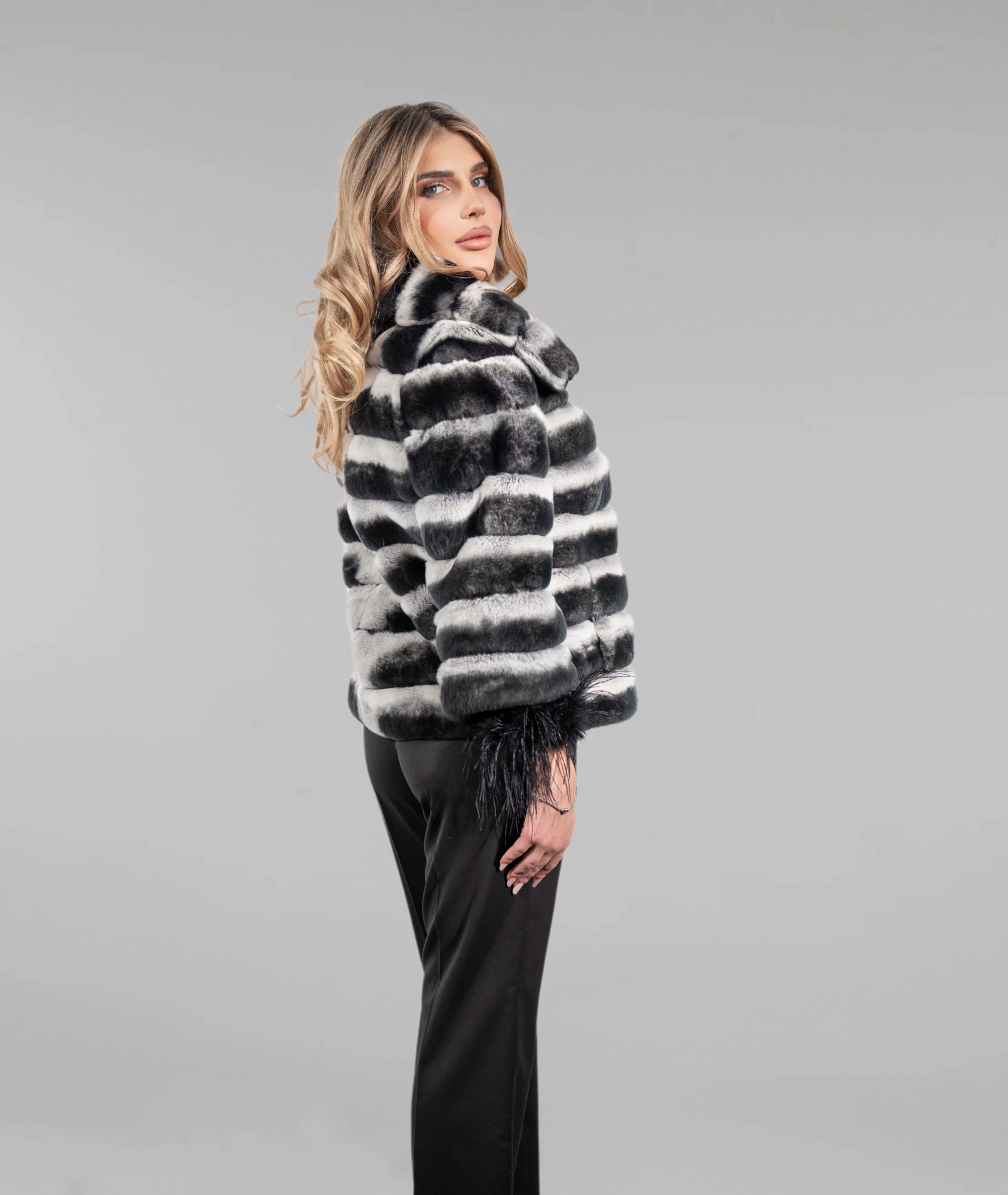 Haină din Blană Naturală de Chinchilla Rex