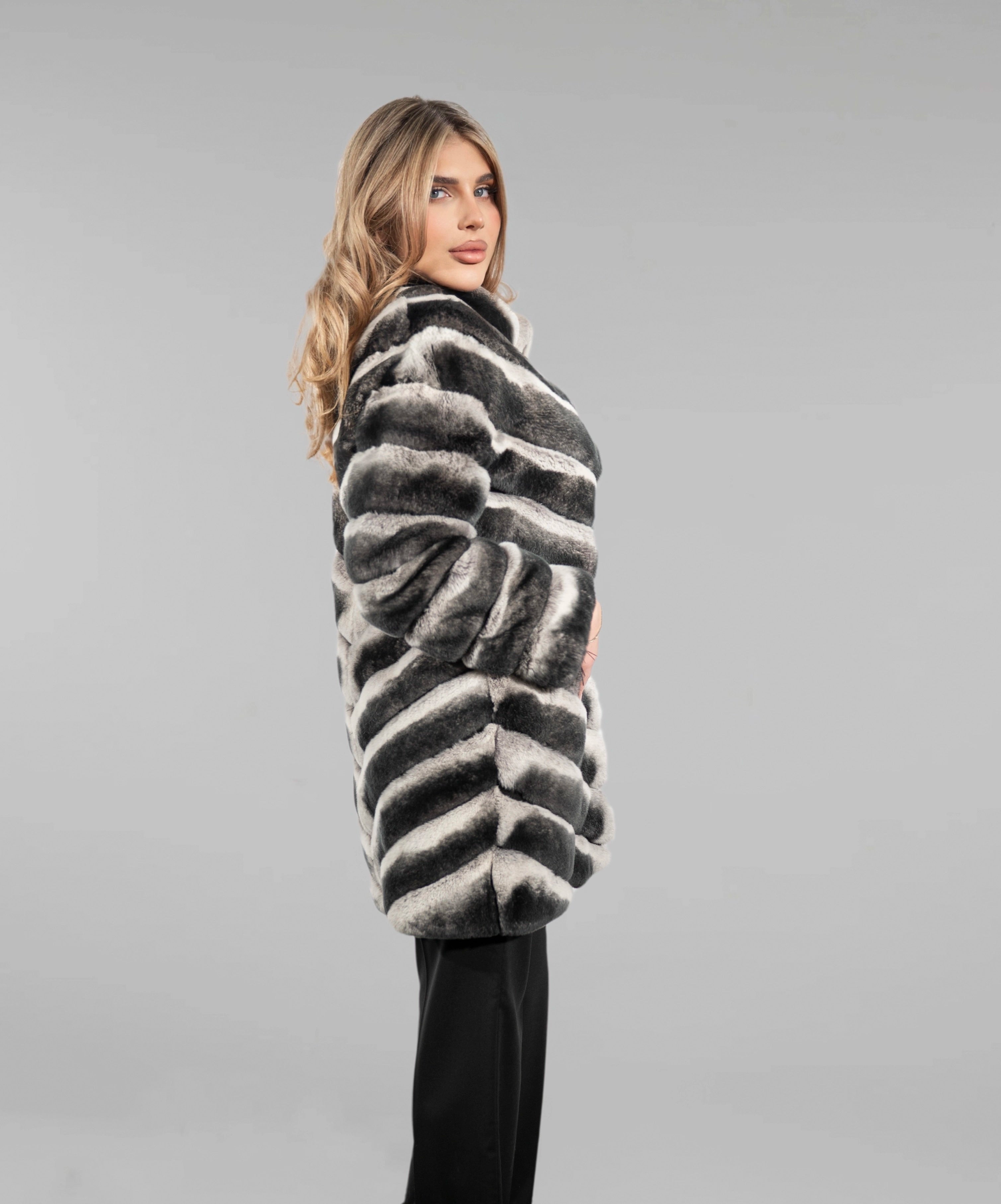 Haină din Blană Naturală de Chinchilla Rex