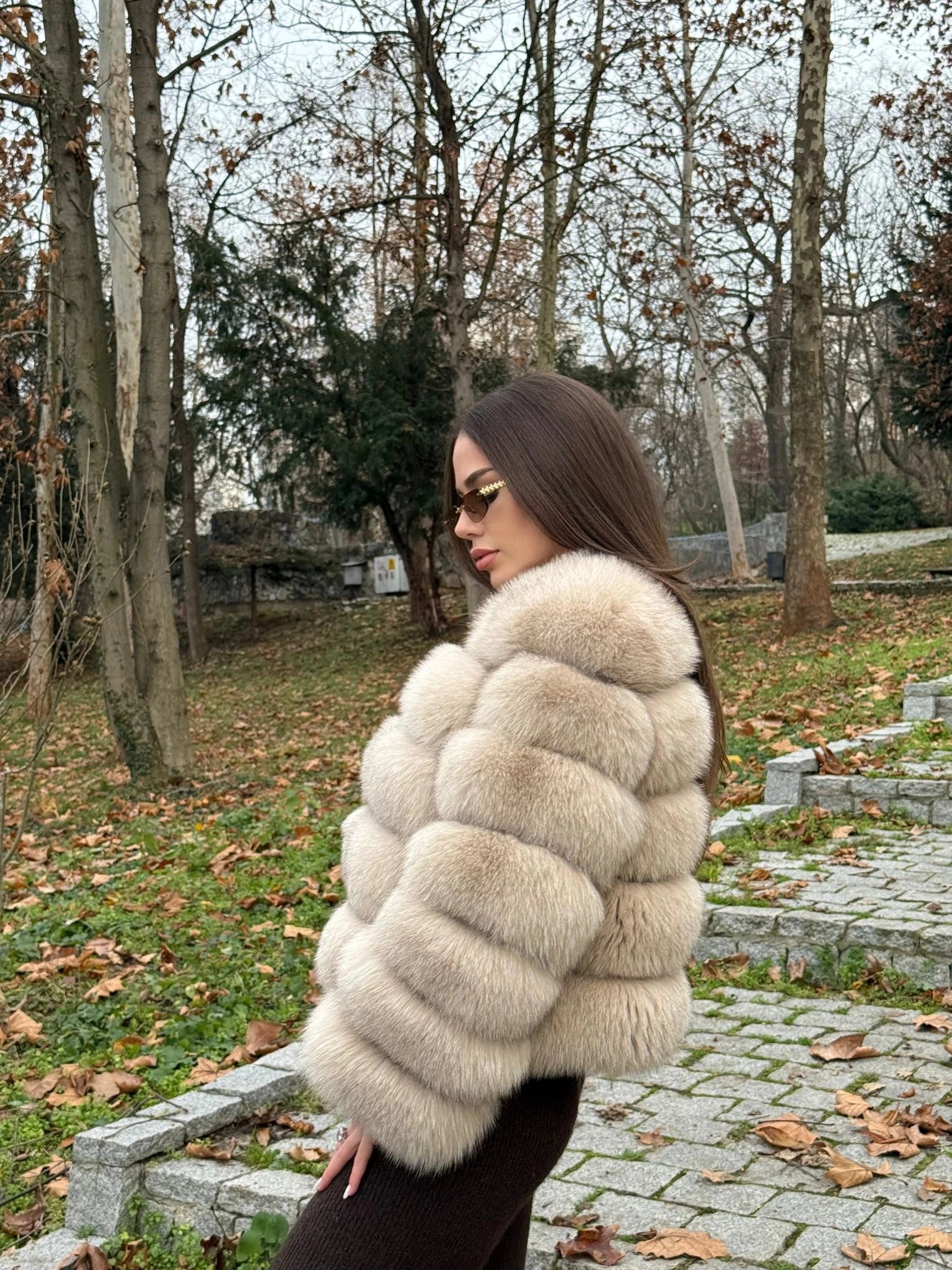 Haină din Blană Naturală de Vulpe Polară