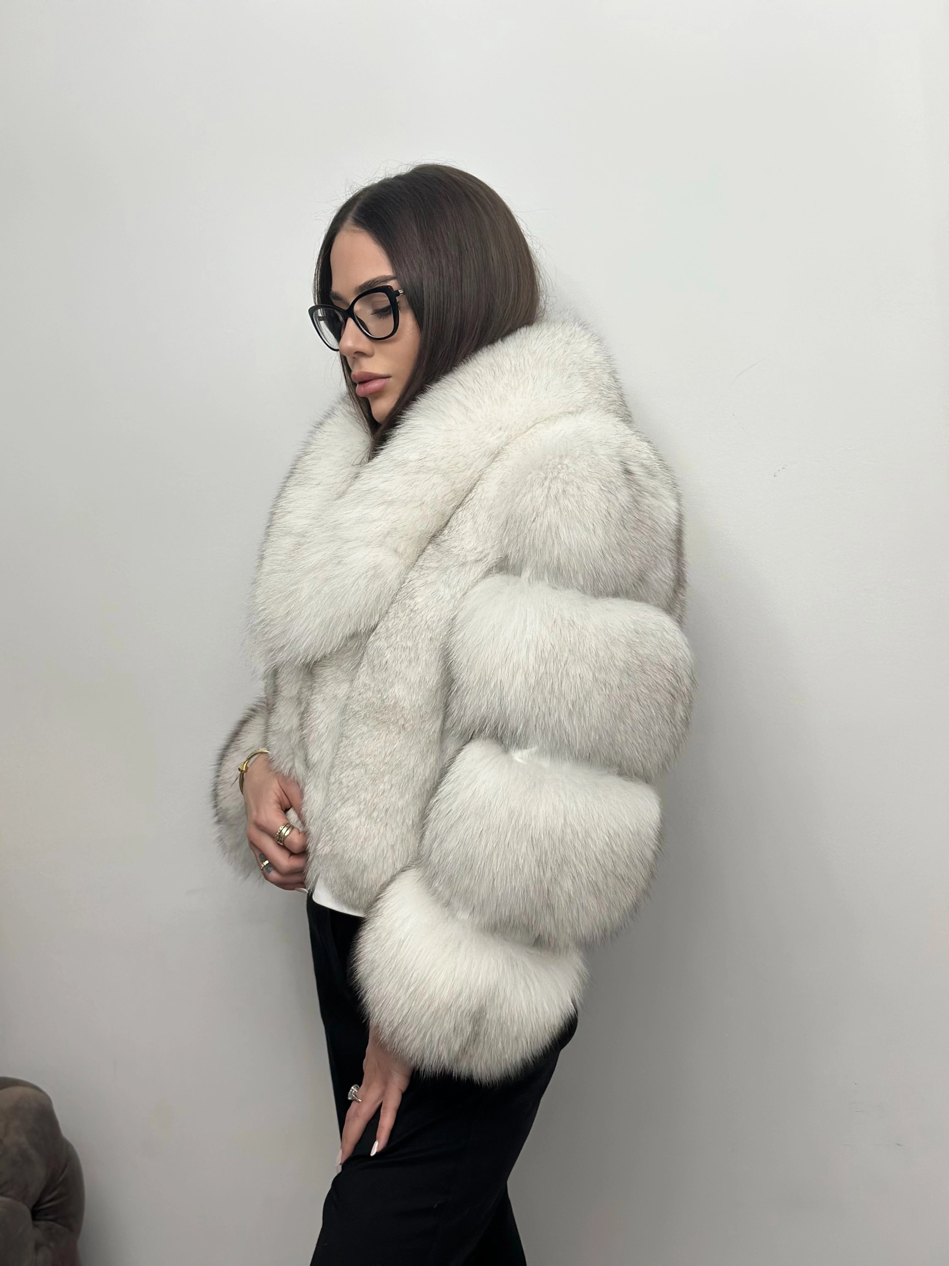 Blană Naturală de Vulpe Polară cu Rever