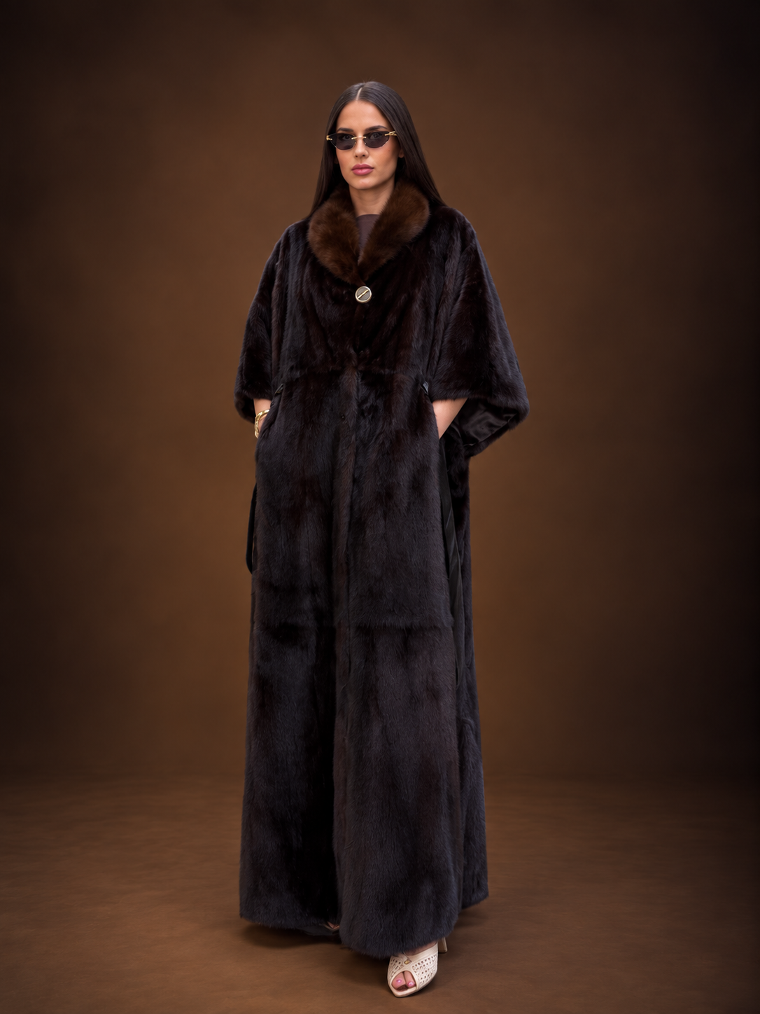 Haina de Blana Naturala de Vizon Dark Brown