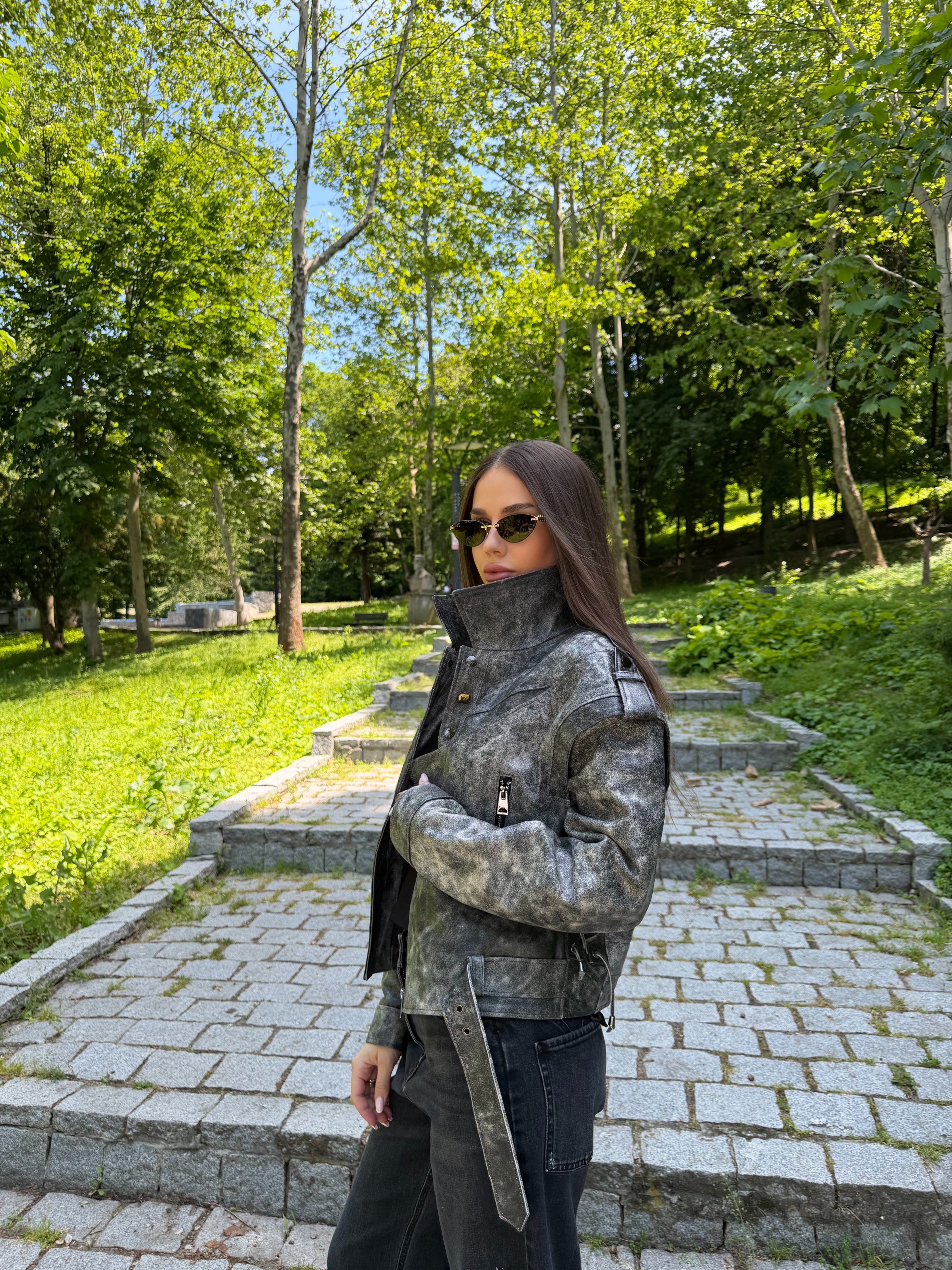 Geaca de Piele Naturala Oversized