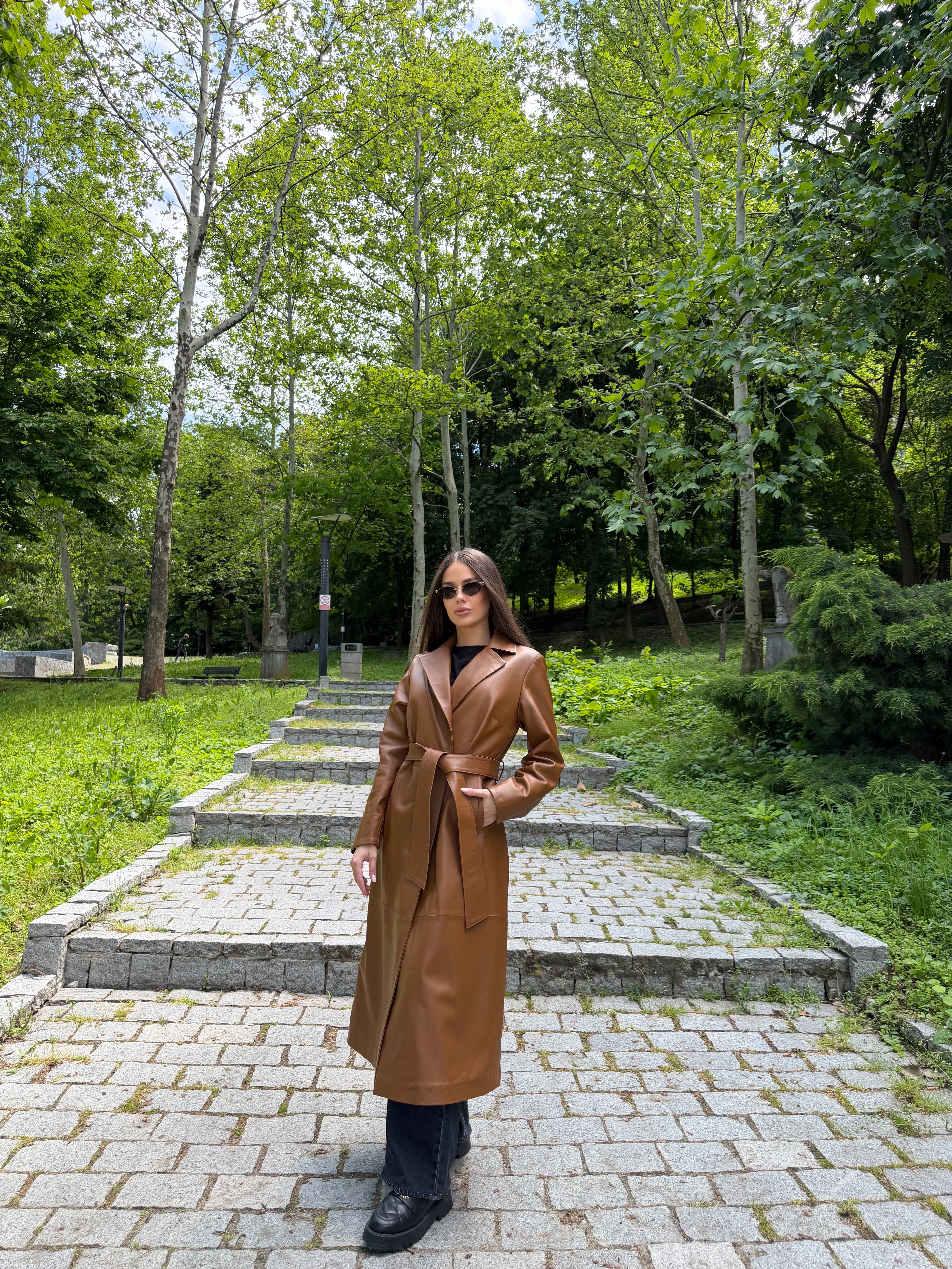 Trench de Piele Naturala