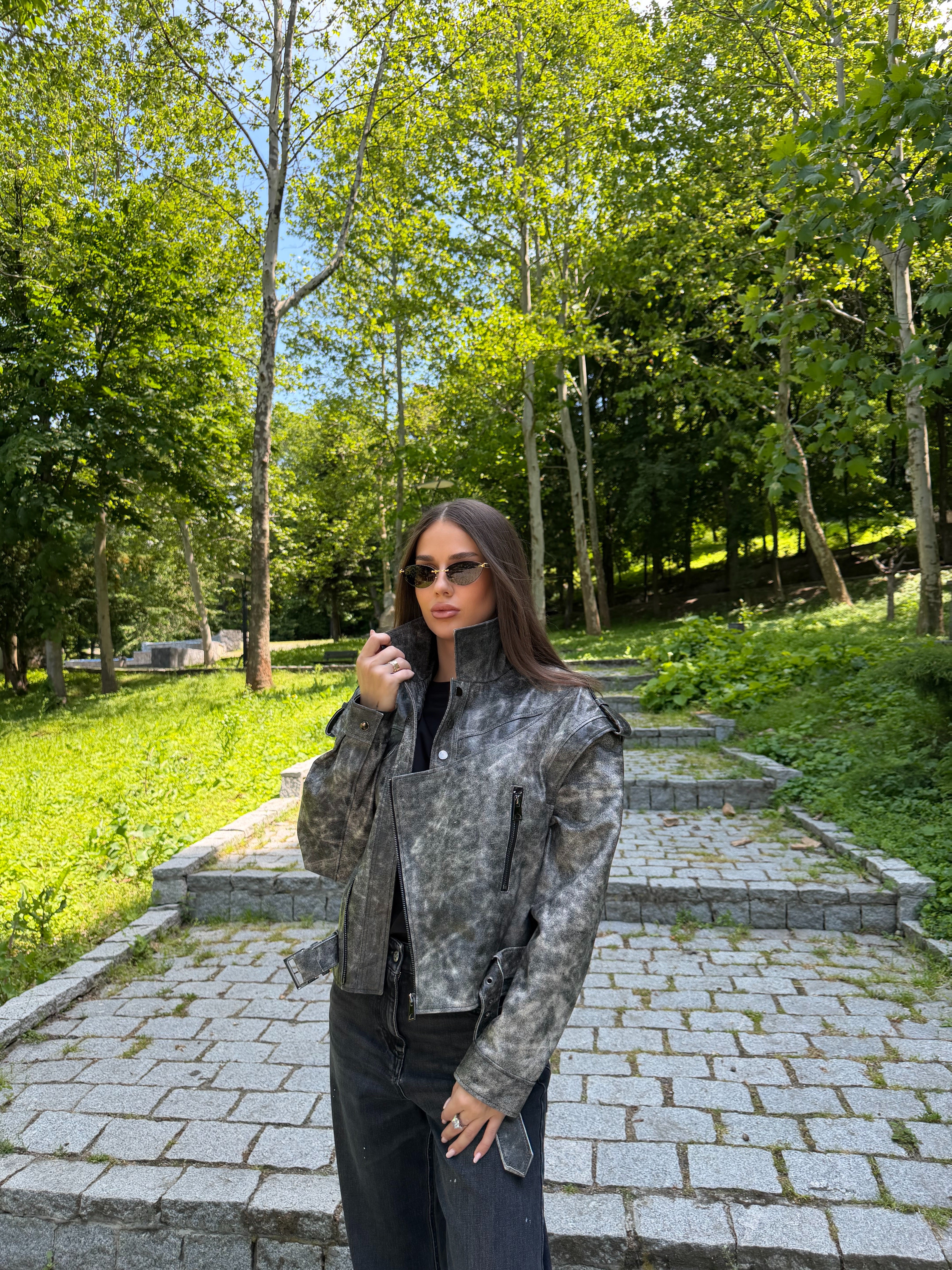 Geaca de Piele Naturala Oversized