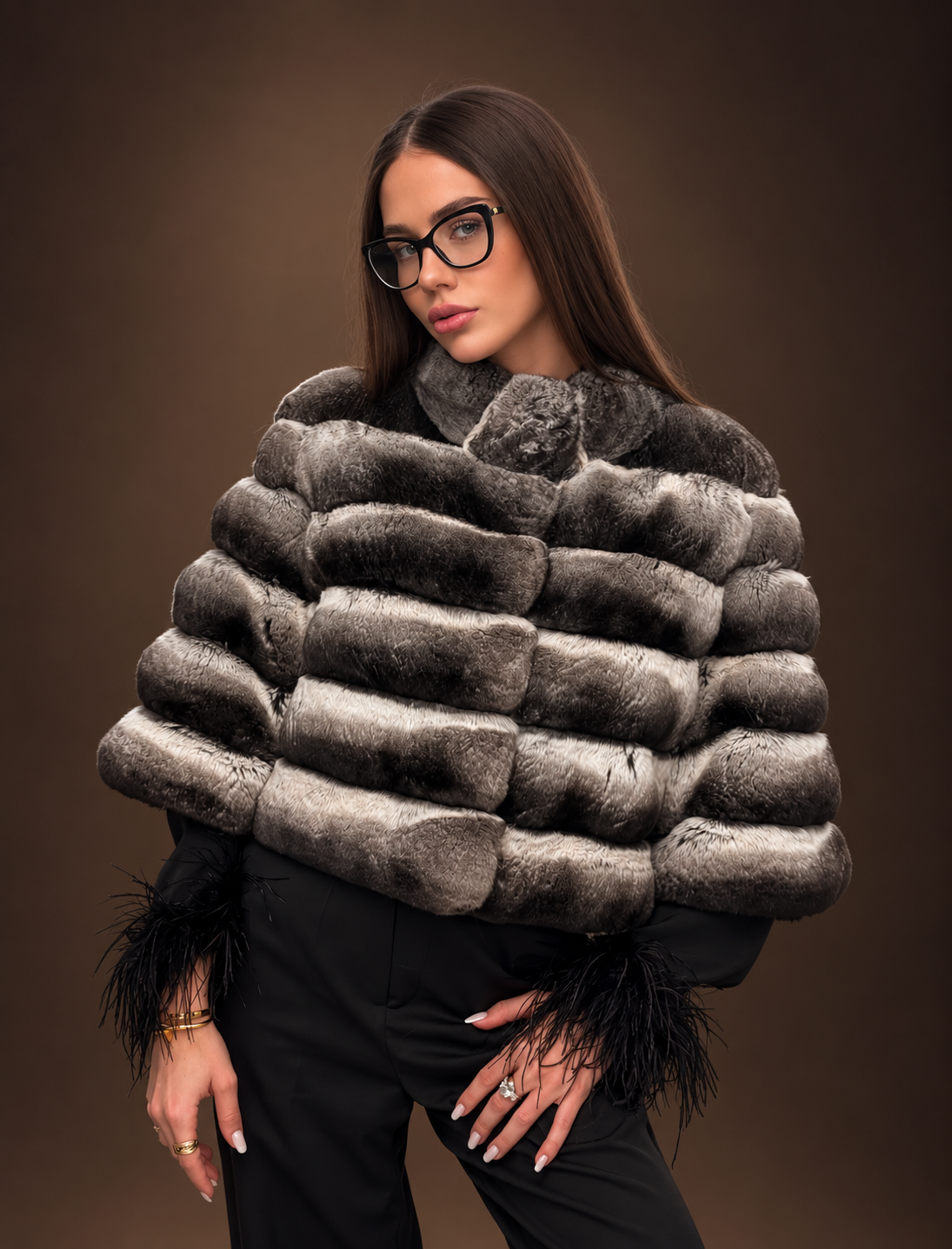 Haină din Blană Naturală Chinchilla Royal