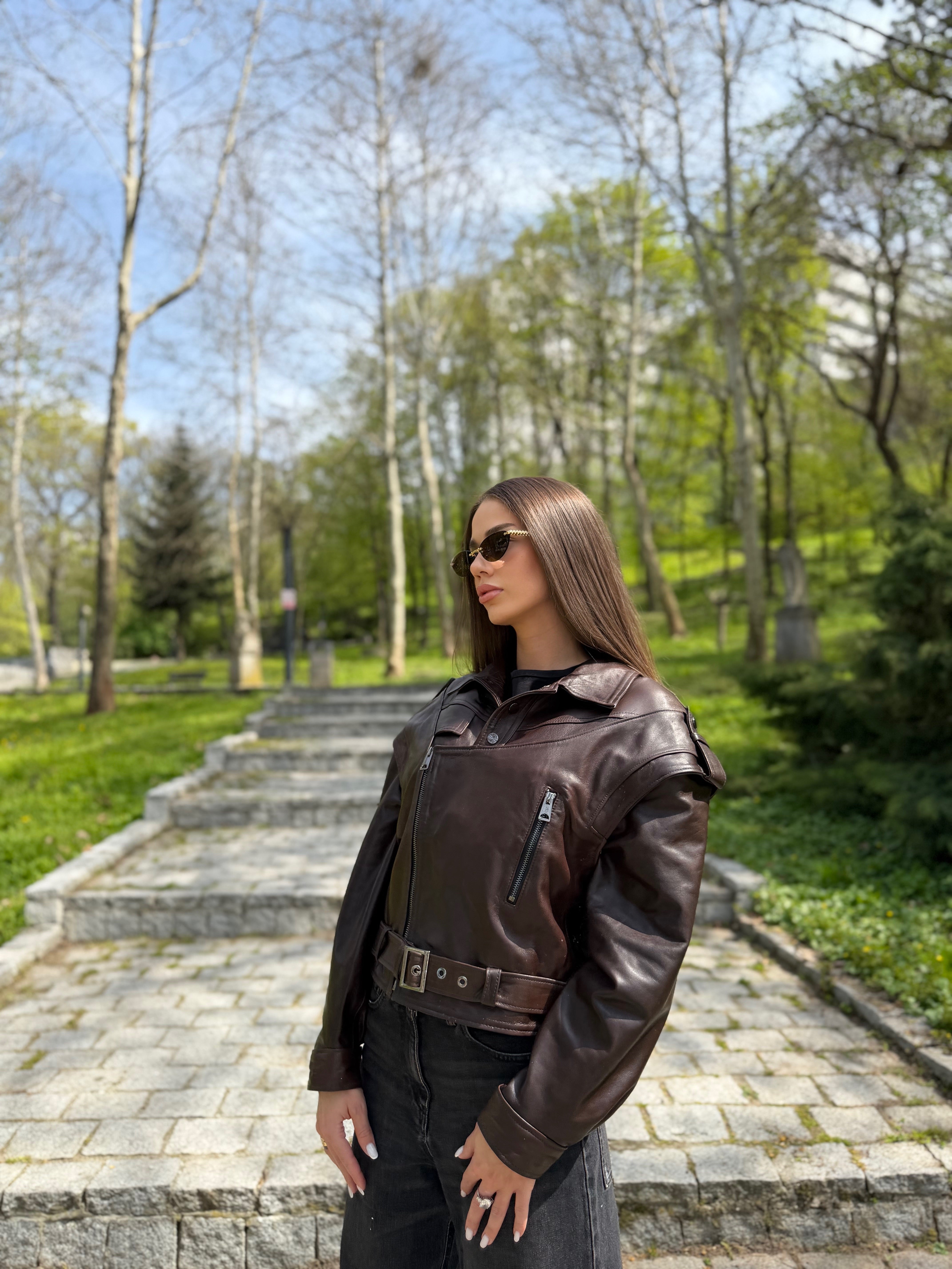 Geaca de Piele Naturala Oversized
