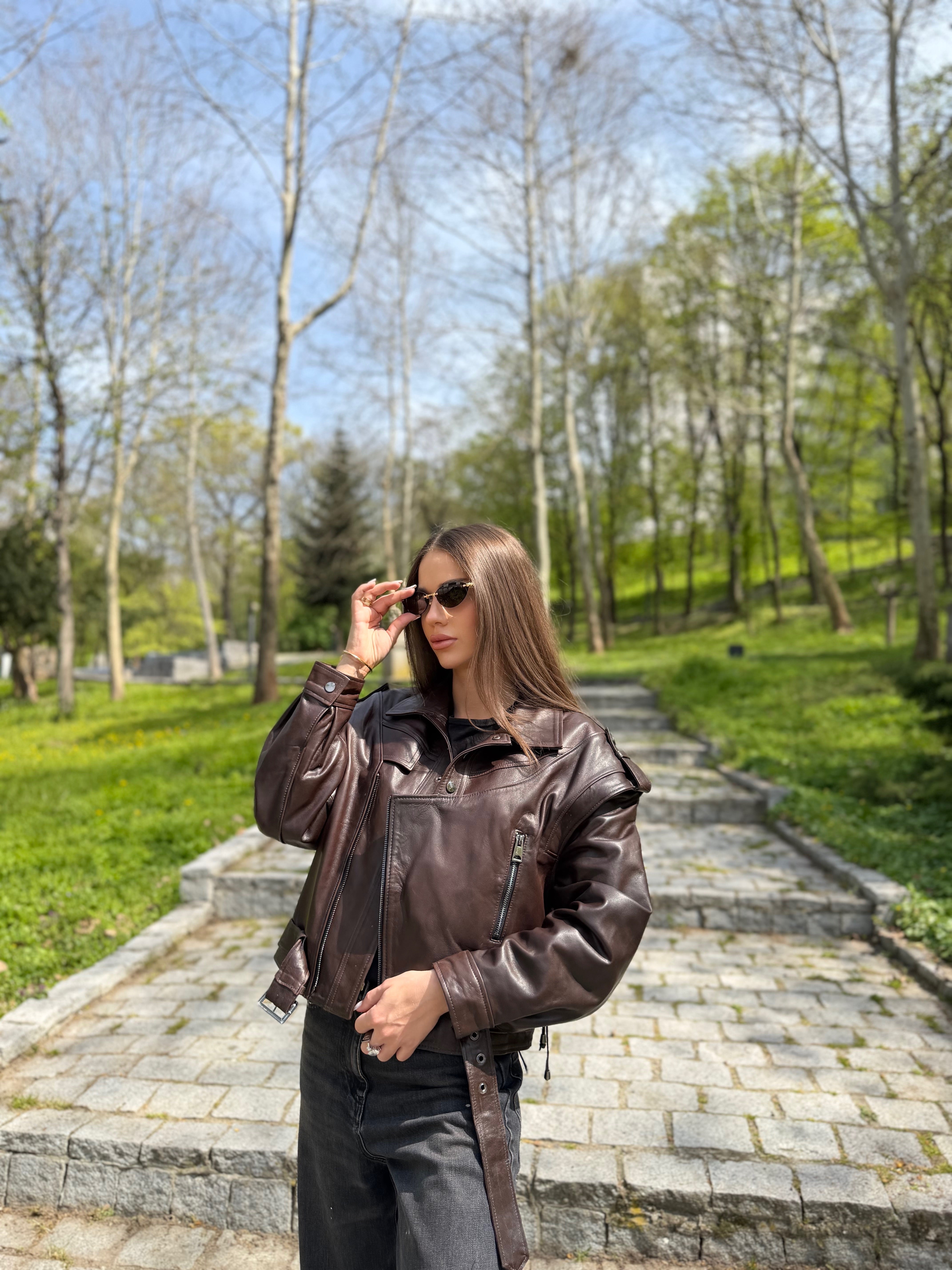Geaca de Piele Naturala Oversized