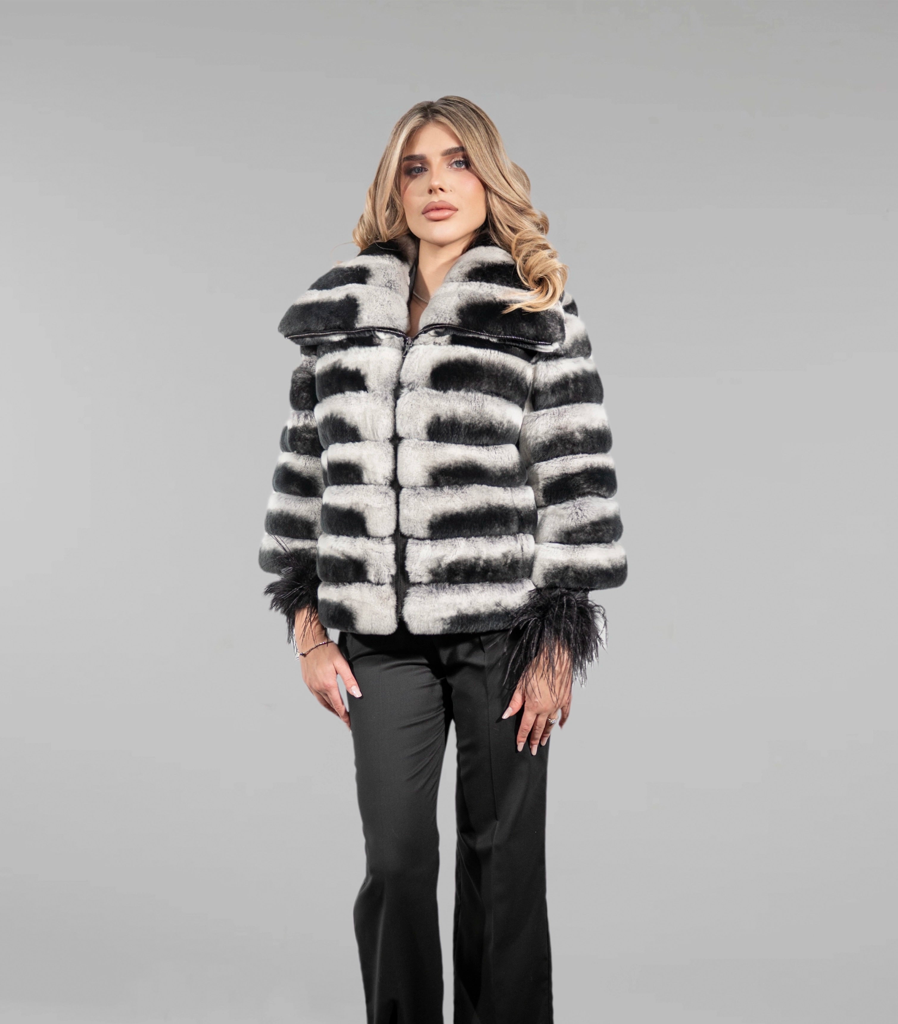 Haină din Blană Naturală de Chinchilla Rex