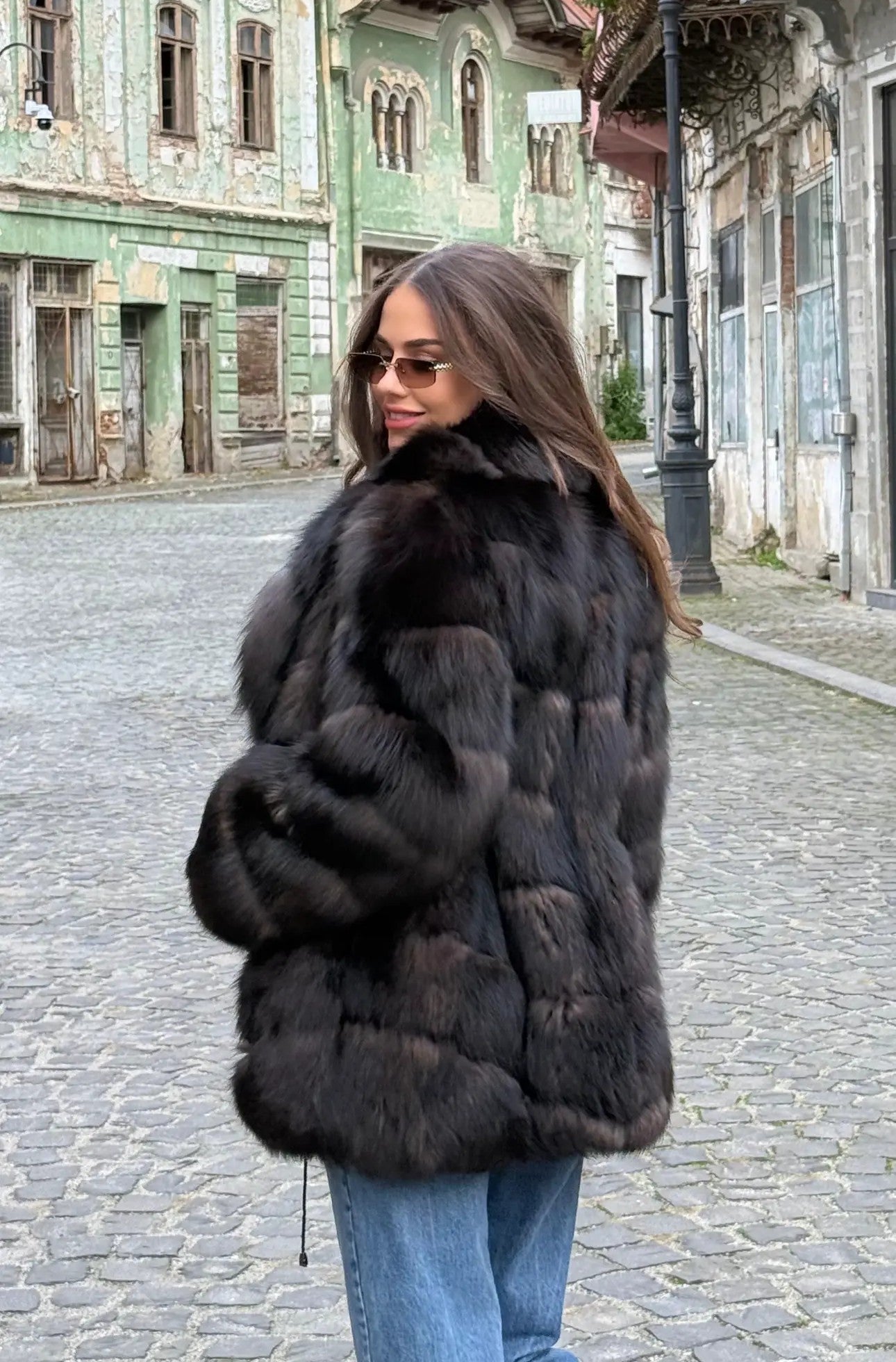 Haină din Blană Naturală de Zibelină Rusească